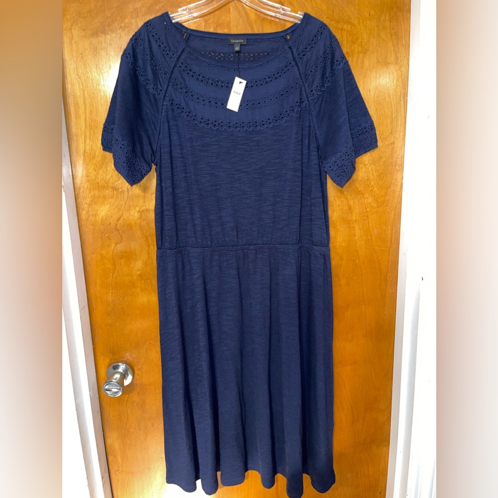 Talbots NWT size L navy Midi dress